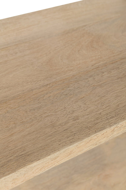 Rek Eli met 5 schappen – mangohout en ijzer, naturel en grijs, 105 x 40 x 176 cm