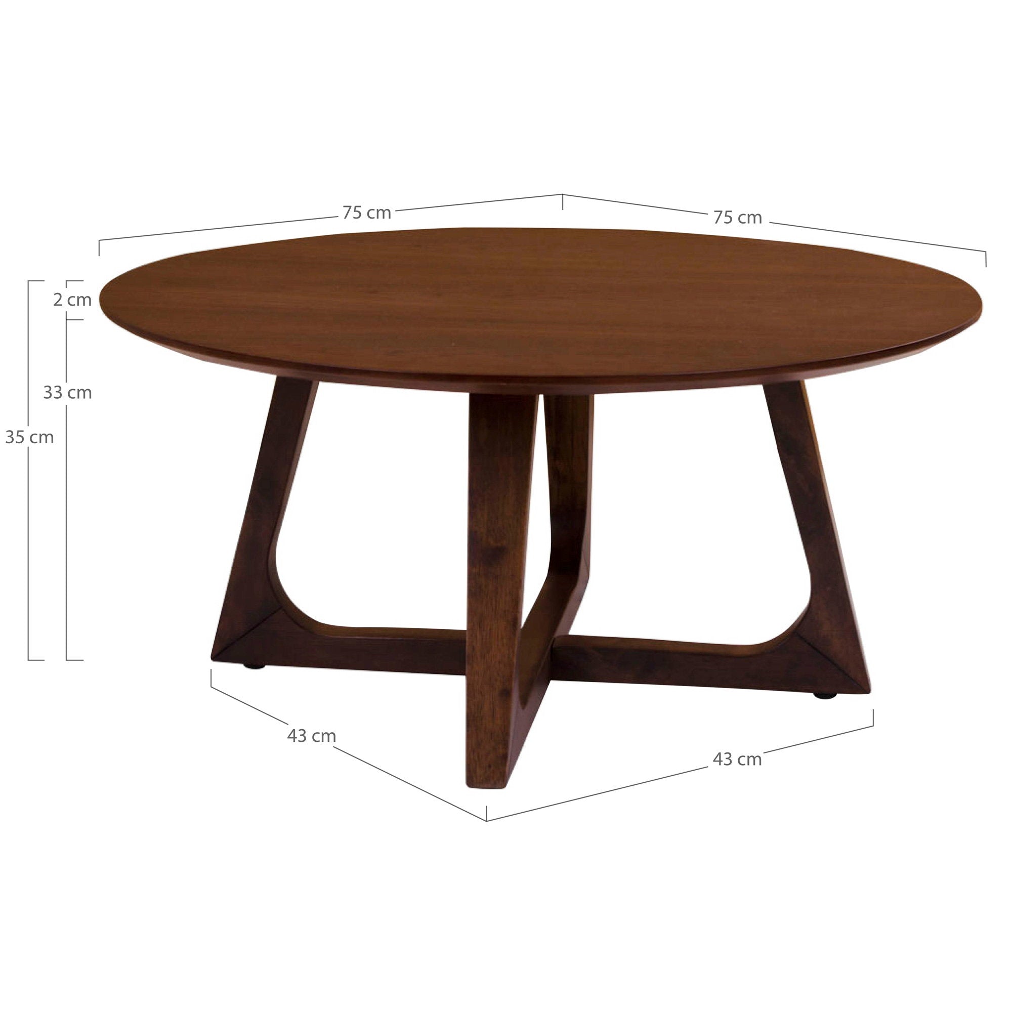 Hellerup Couchtisch – Nussbaumfurnier, ø75×36 cm