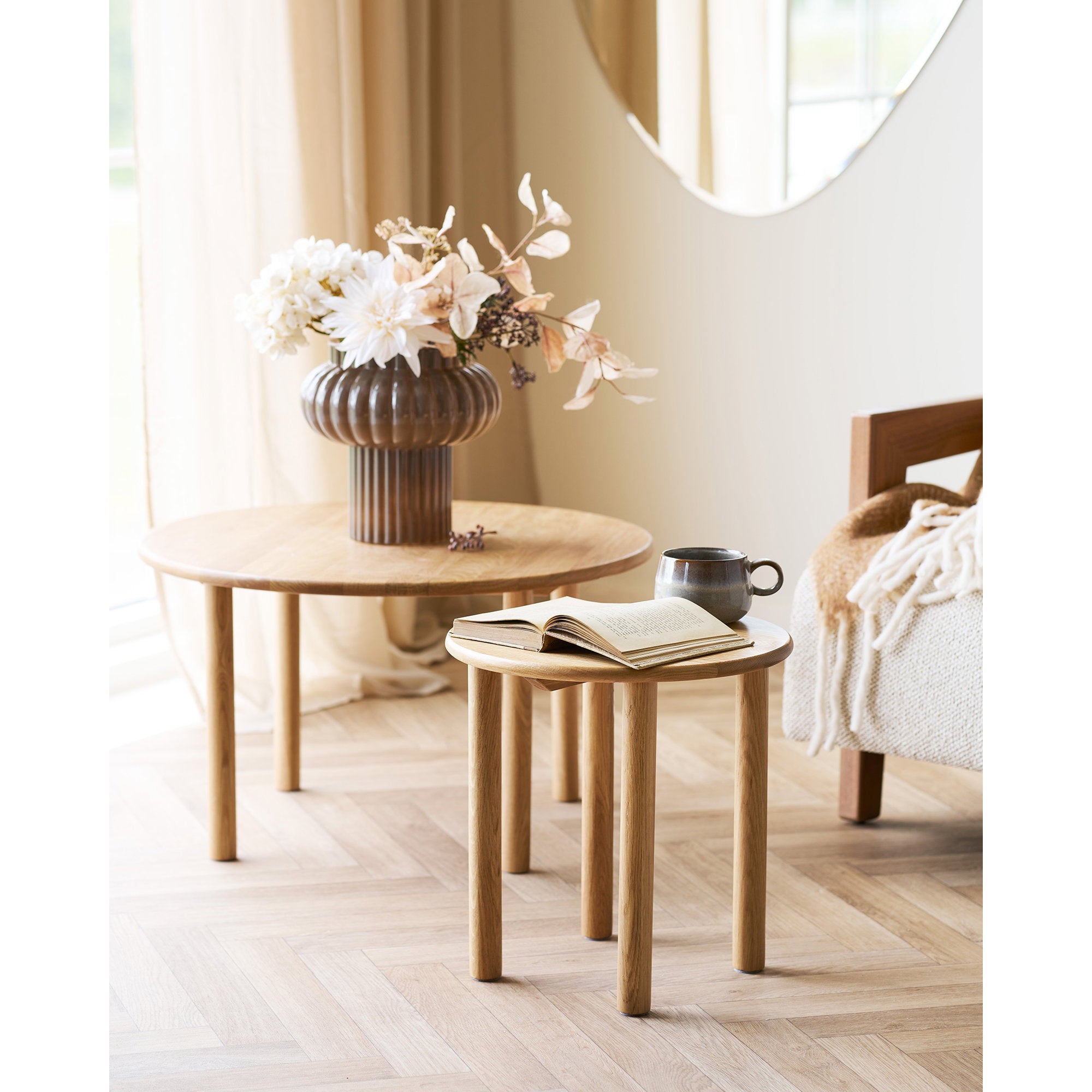 Jena salontafel – eikenhout, naturel, ø70×40 cm