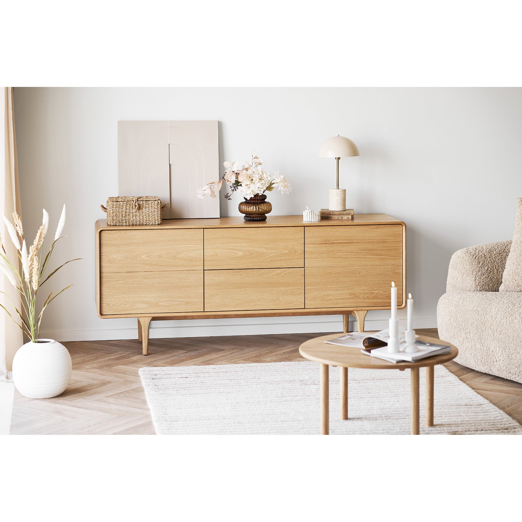 Jena salontafel – eikenhout, naturel, ø70×40 cm