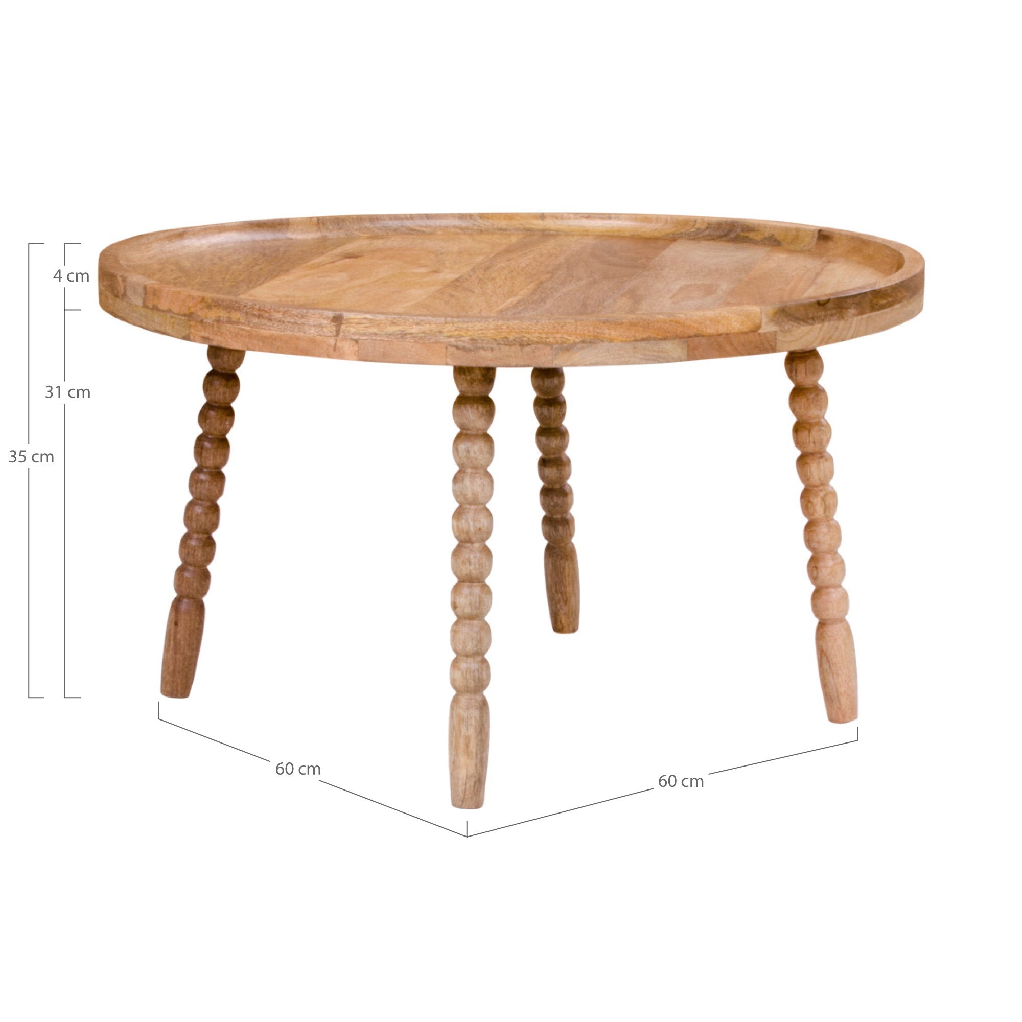 Jammu Couchtisch – Mangoholz, natur, ø60×35 cm