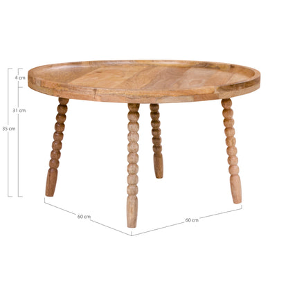Jammu Couchtisch – Mangoholz, natur, ø60×35 cm