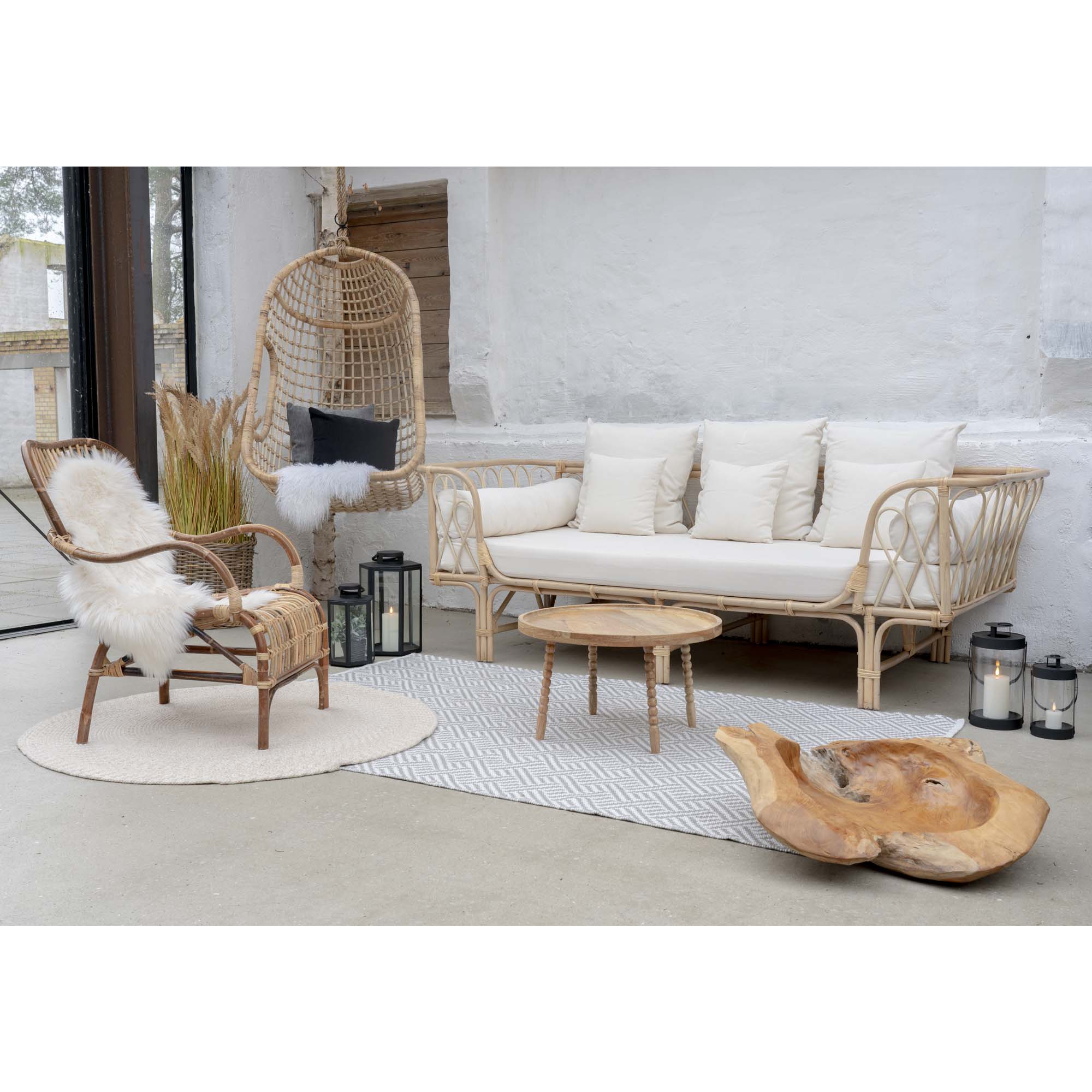 Jammu Couchtisch – Mangoholz, natur, ø60×35 cm