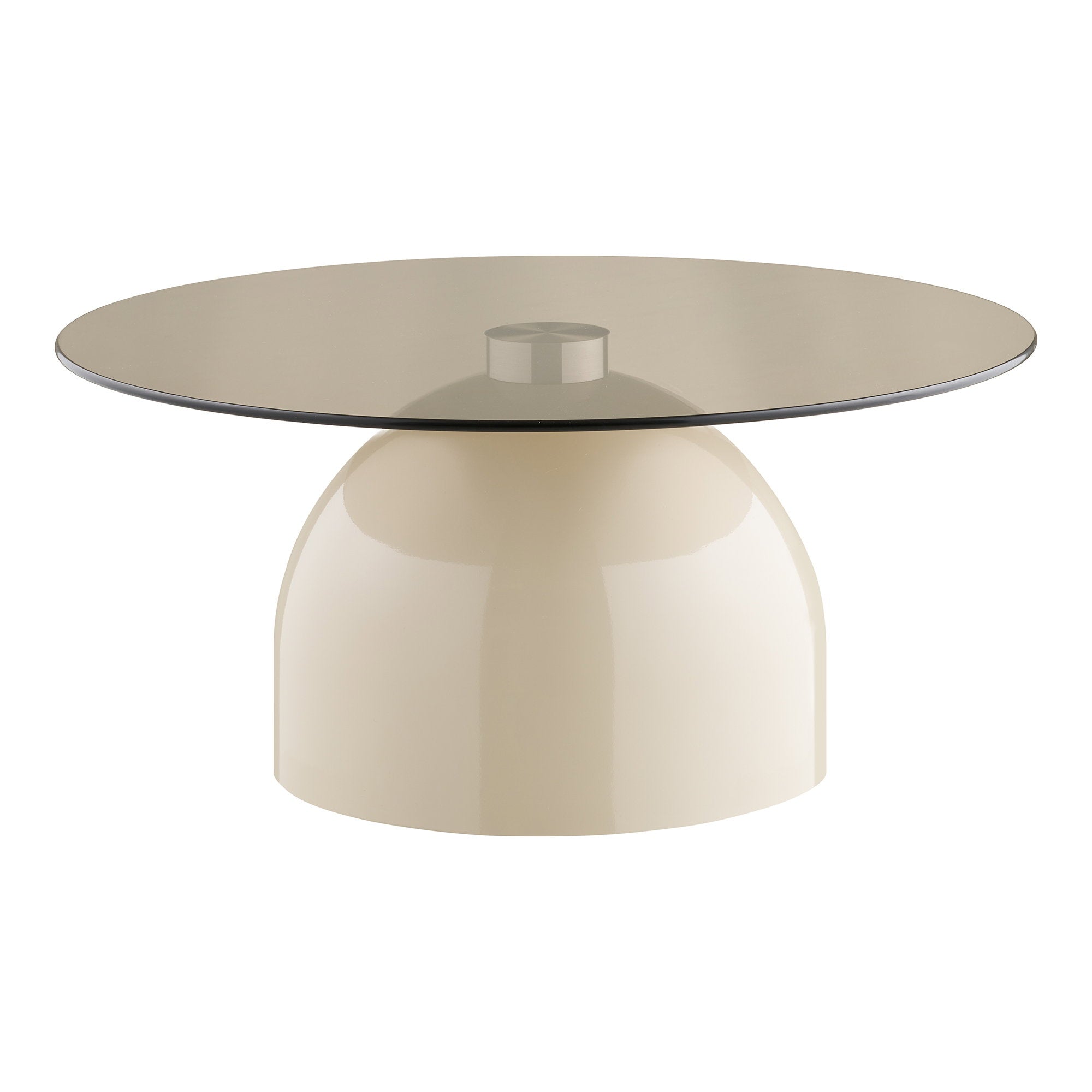 Ravello salontafel – gehard glas/metaal, grijs/beige, ø70×33 cm
