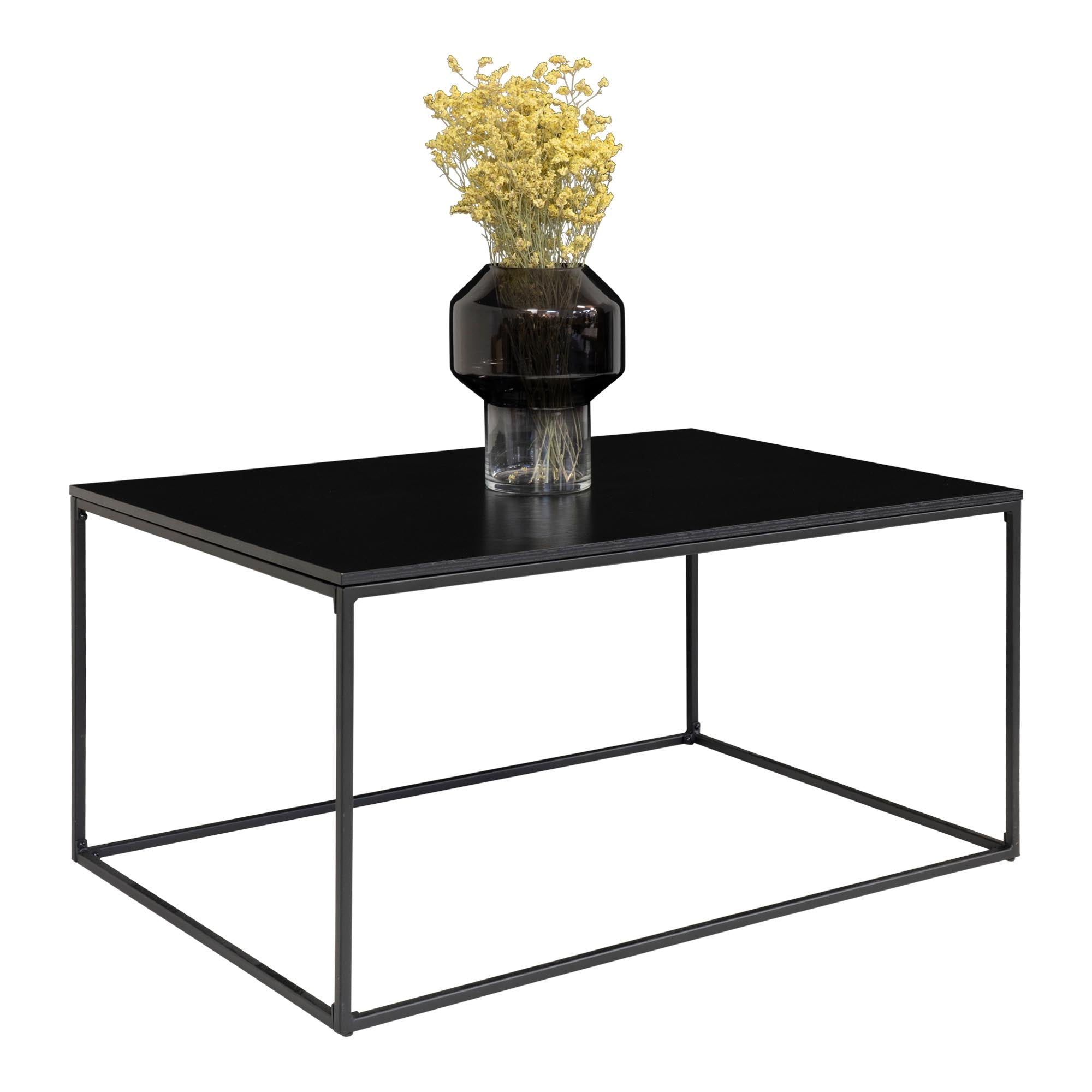Couchtisch Schwarz Rechteckig 90x60x45 cm | Stahlrahmen