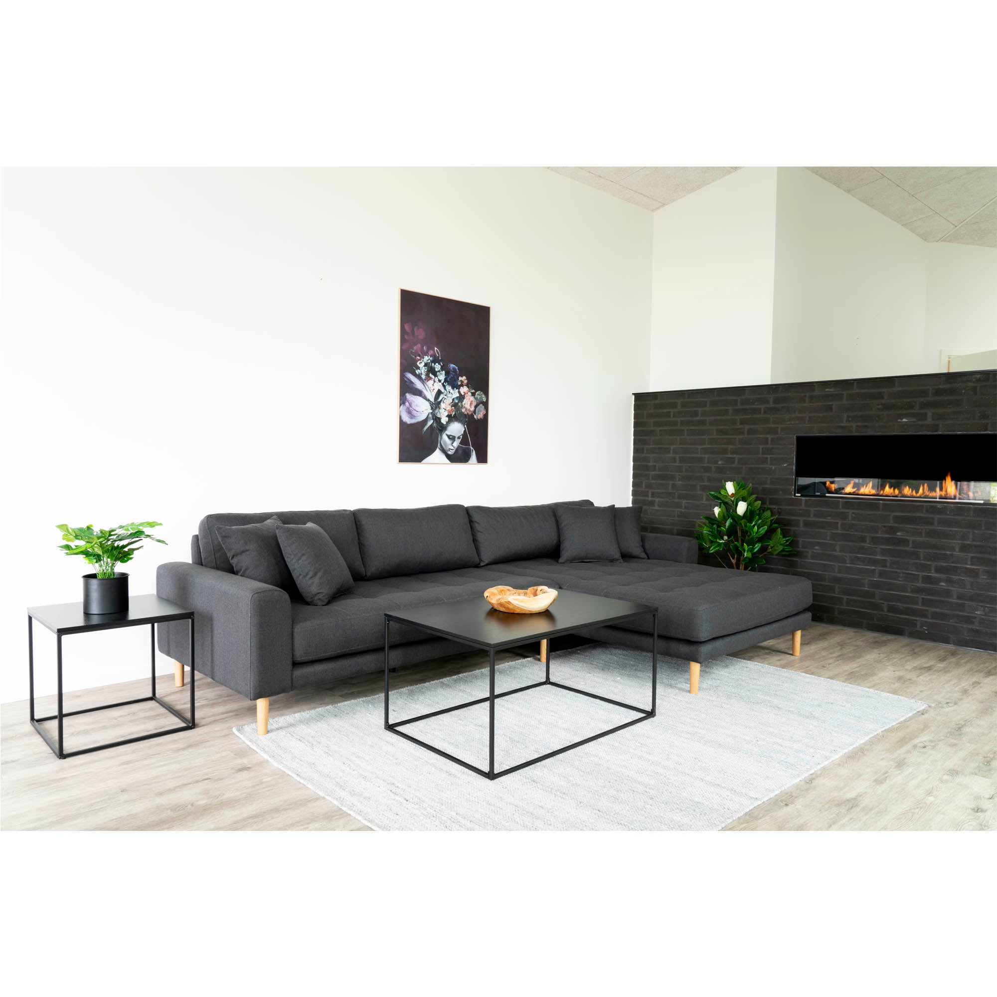 Couchtisch Schwarz Rechteckig 90x60x45 cm | Stahlrahmen