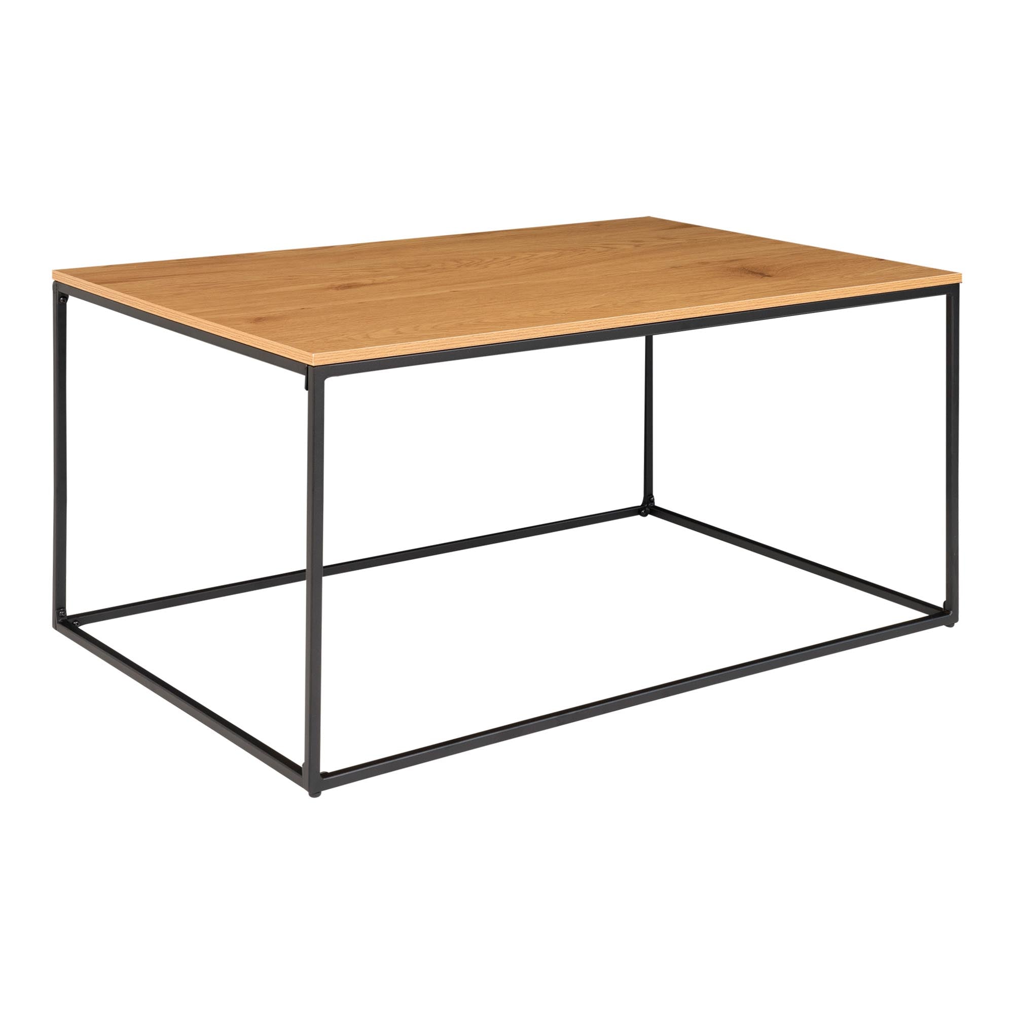 Coffee Table Oak Look Rectangular 90x60x45 cm | Black Frame