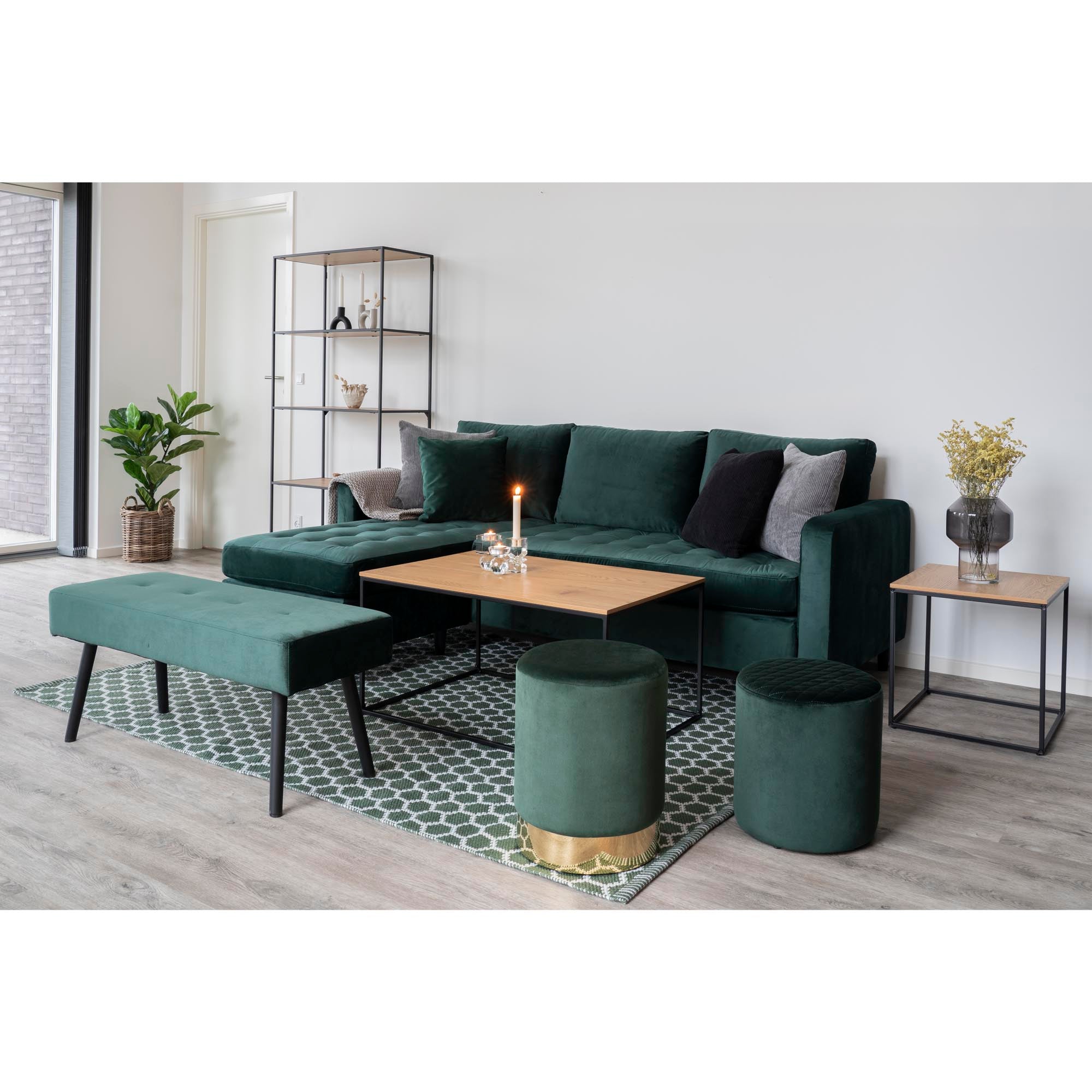 Coffee Table Oak Look Rectangular 90x60x45 cm | Black Frame