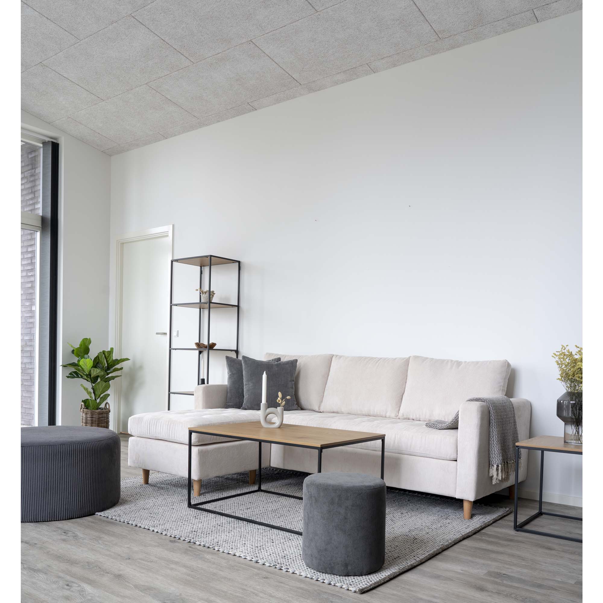 Coffee Table Oak Look Rectangular 90x60x45 cm | Black Frame