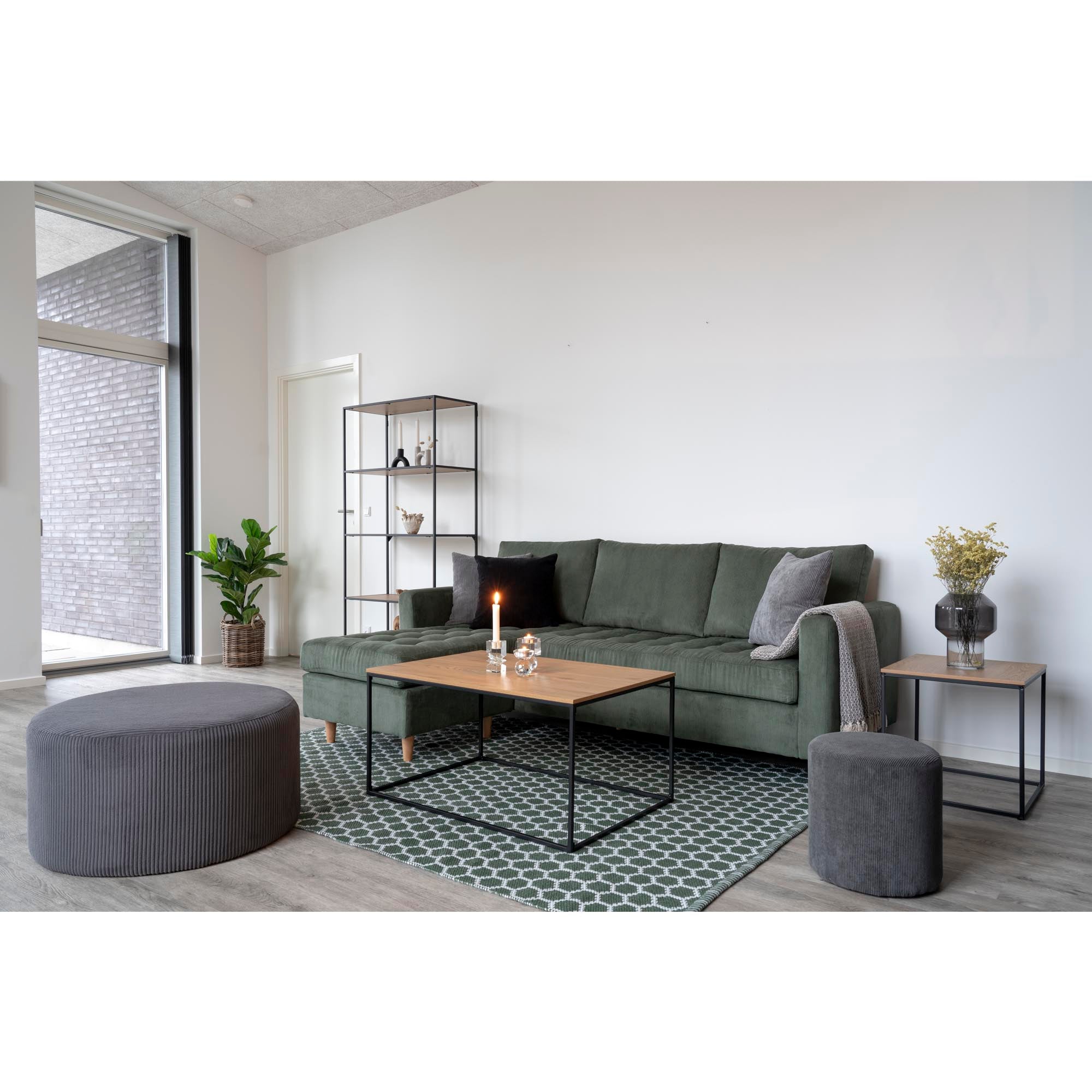 Coffee Table Oak Look Rectangular 90x60x45 cm | Black Frame