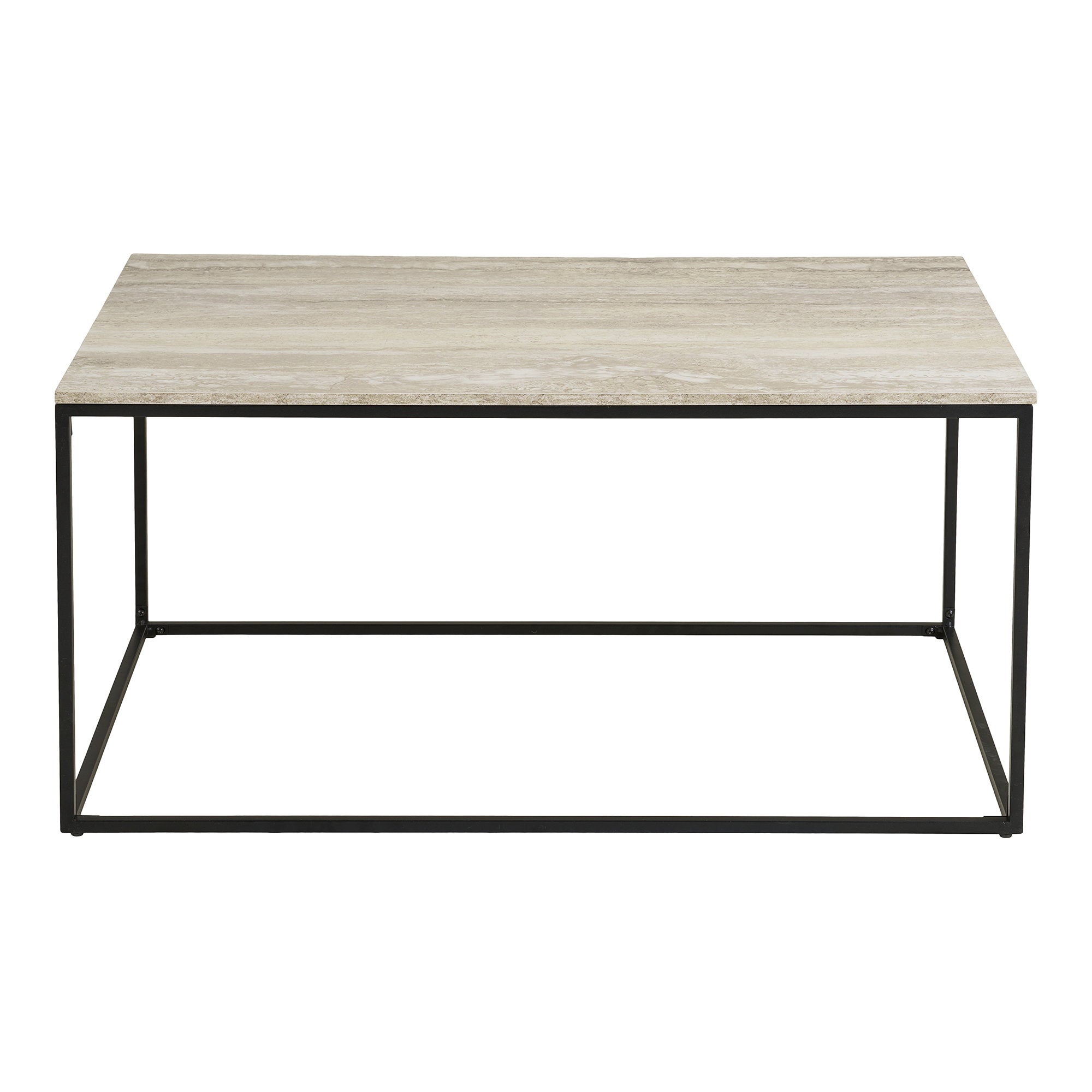 Coffee Table Travertine Look Black Frame 90x60x45 cm