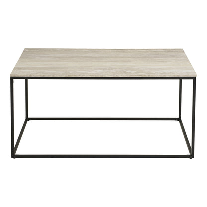 Coffee Table Travertine Look Black Frame 90x60x45 cm