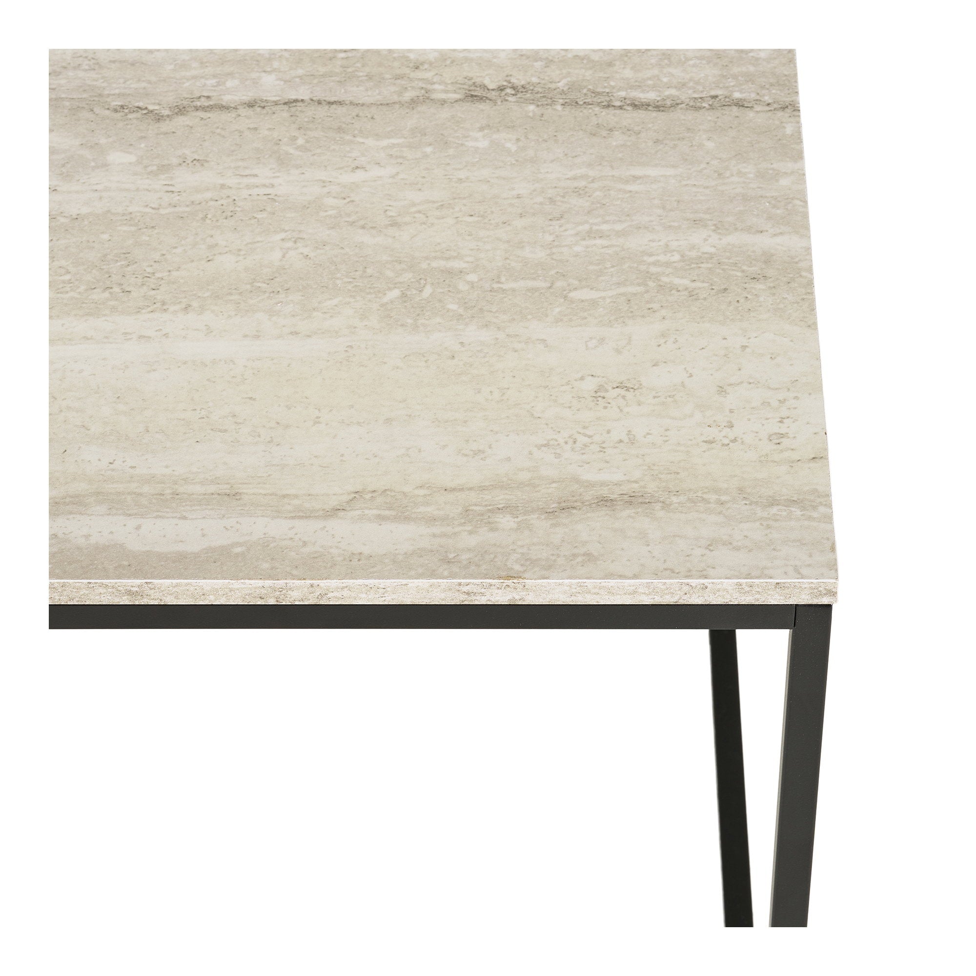 Coffee Table Travertine Look Black Frame 90x60x45 cm