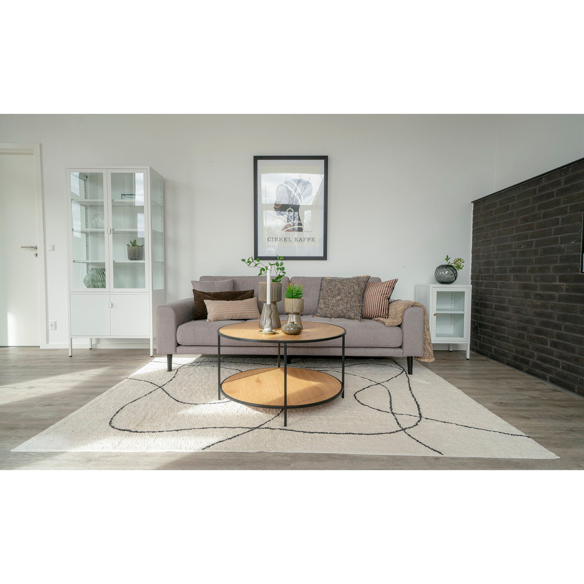 Salontafel Eiken Look Rond Ø80x45 cm | Zwart Stalen Frame