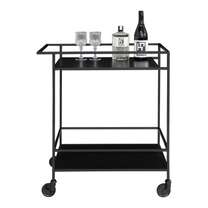 Vita Bar trolley - Bar trolley with 2 shelves, black, black frame 68x40x79 cm
