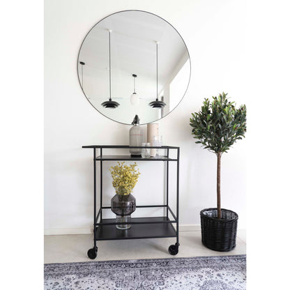 Vita Bar trolley - Bar trolley with 2 shelves, black, black frame 68x40x79 cm