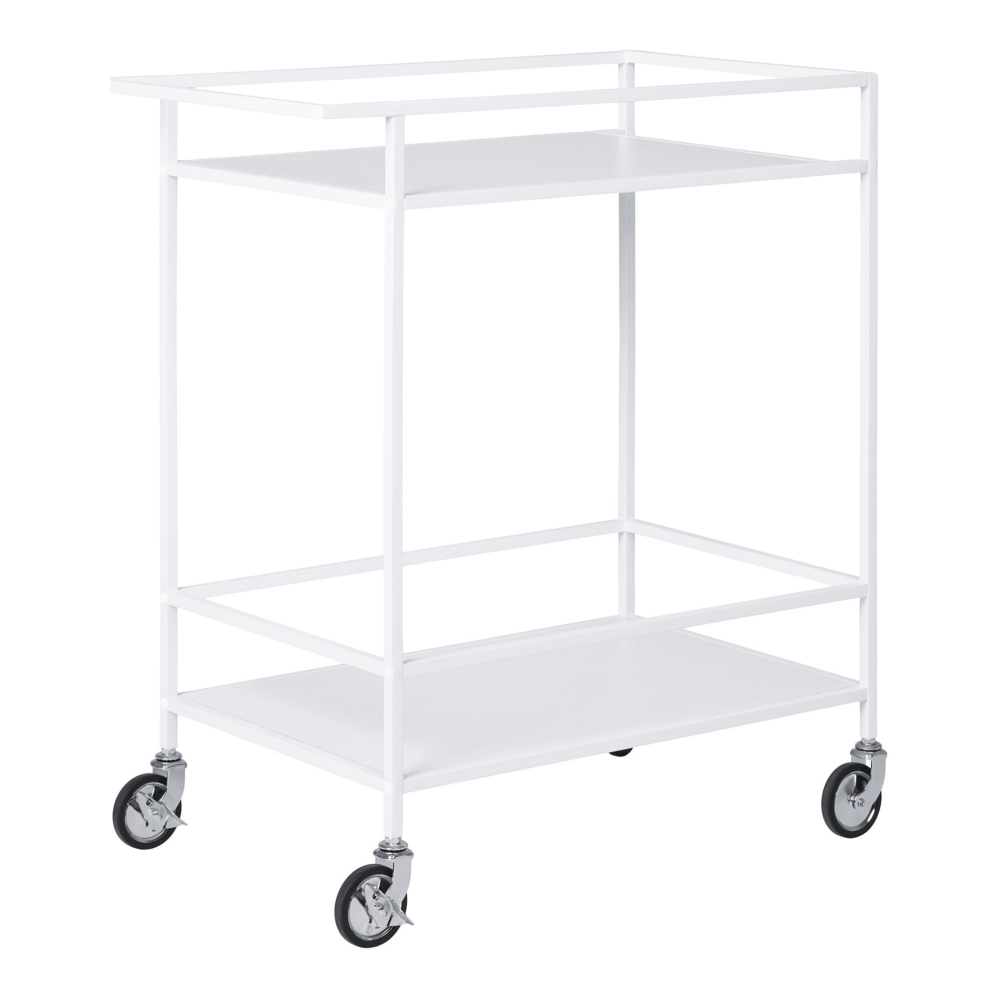 Vita Bar Trolley - Bar trolley, 2 white shelves, white frame 68x40x79 cm