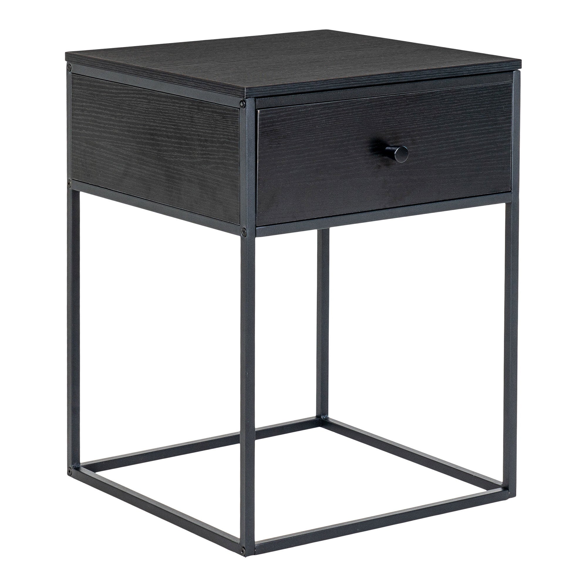 Vita Side table - Side table, 1 drawer, black, black frame 40x40x55 cm