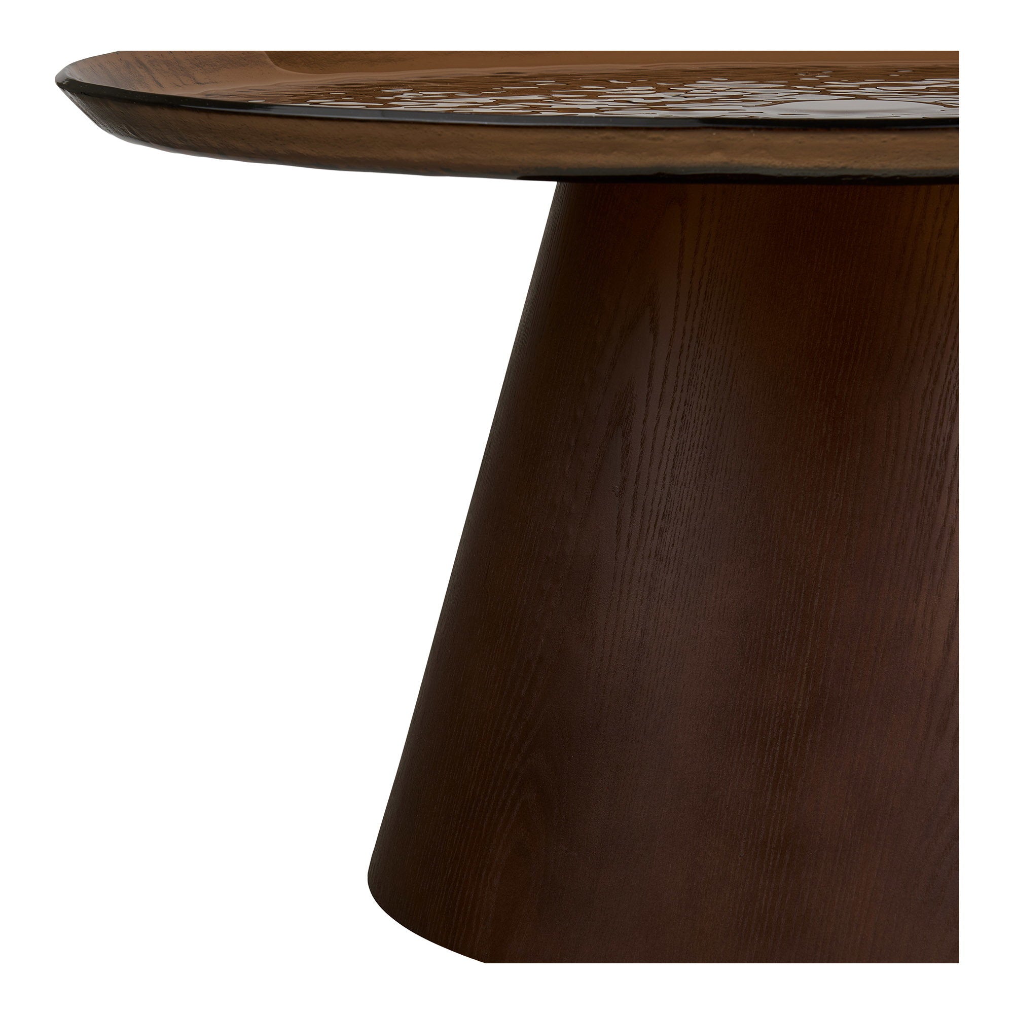 Salontafel Orvieto – essenfineer en glas, bruin, ø80x42 cm