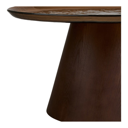 Salontafel Orvieto – essenfineer en glas, bruin, ø80x42 cm