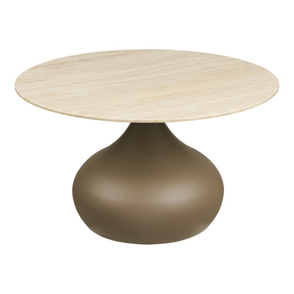 Salontafel Pienza – metaal en glas, khaki, ø70x42 cm