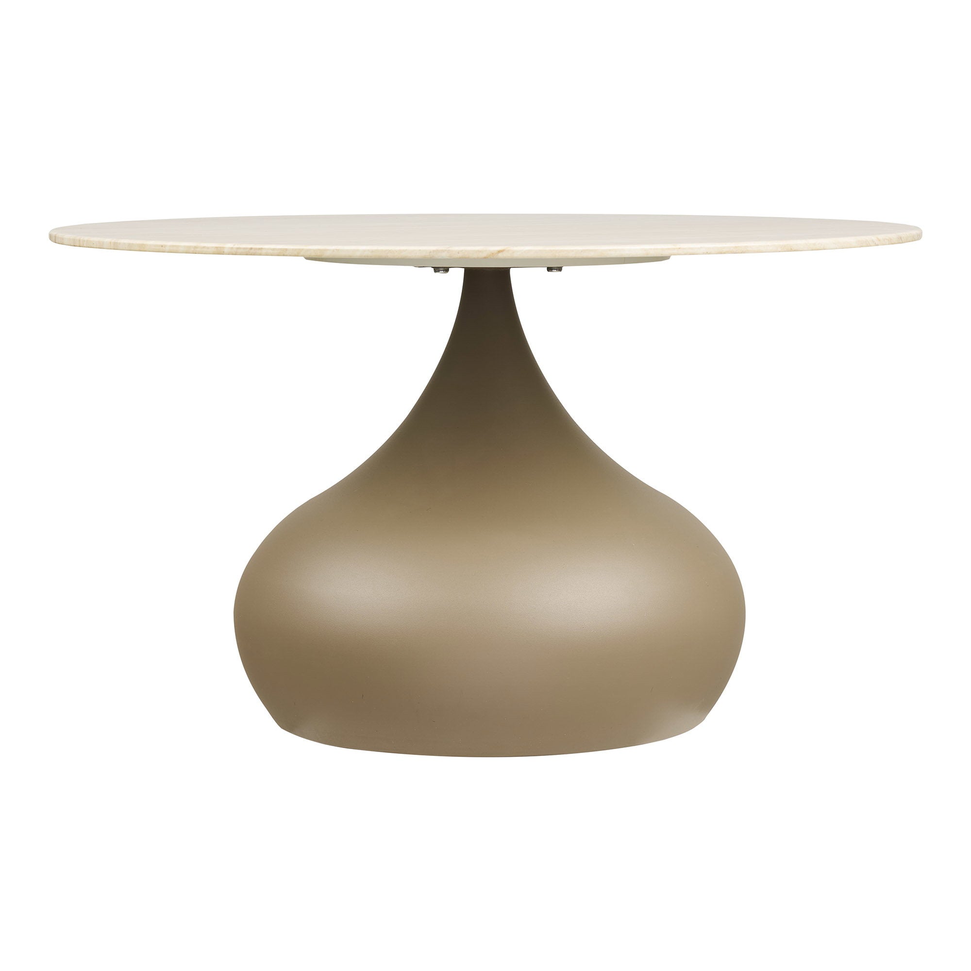 Salontafel Pienza – metaal en glas, khaki, ø70x42 cm