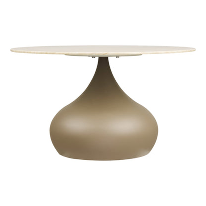 Salontafel Pienza – metaal en glas, khaki, ø70x42 cm