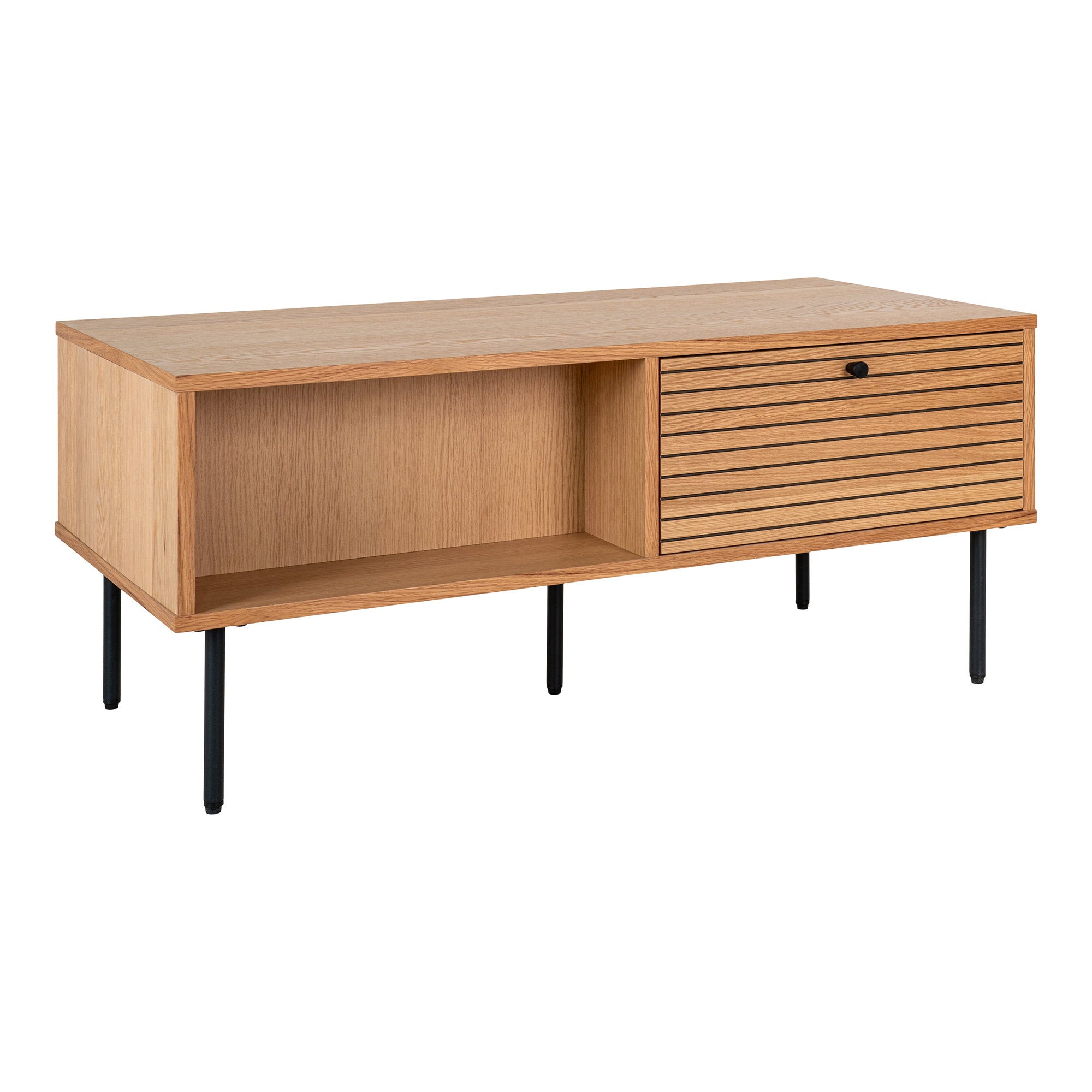 Kyoto Couchtisch – Eichenfurnier, natur, mit 2 Schubladen, 50×100×45 cm