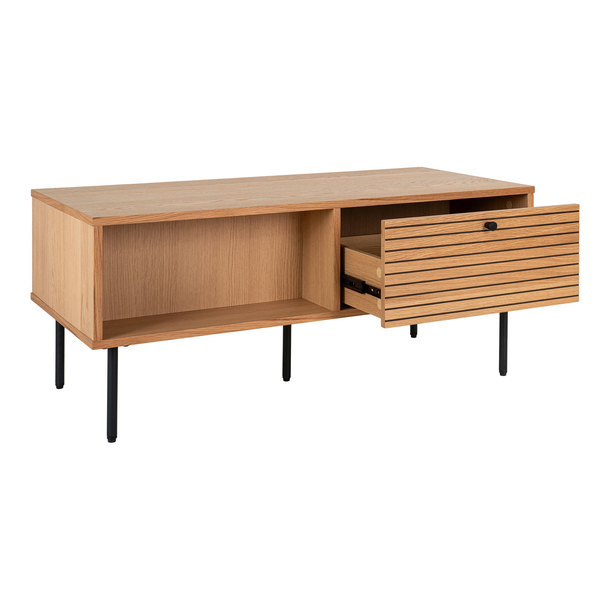 Kyoto Couchtisch – Eichenfurnier, natur, mit 2 Schubladen, 50×100×45 cm