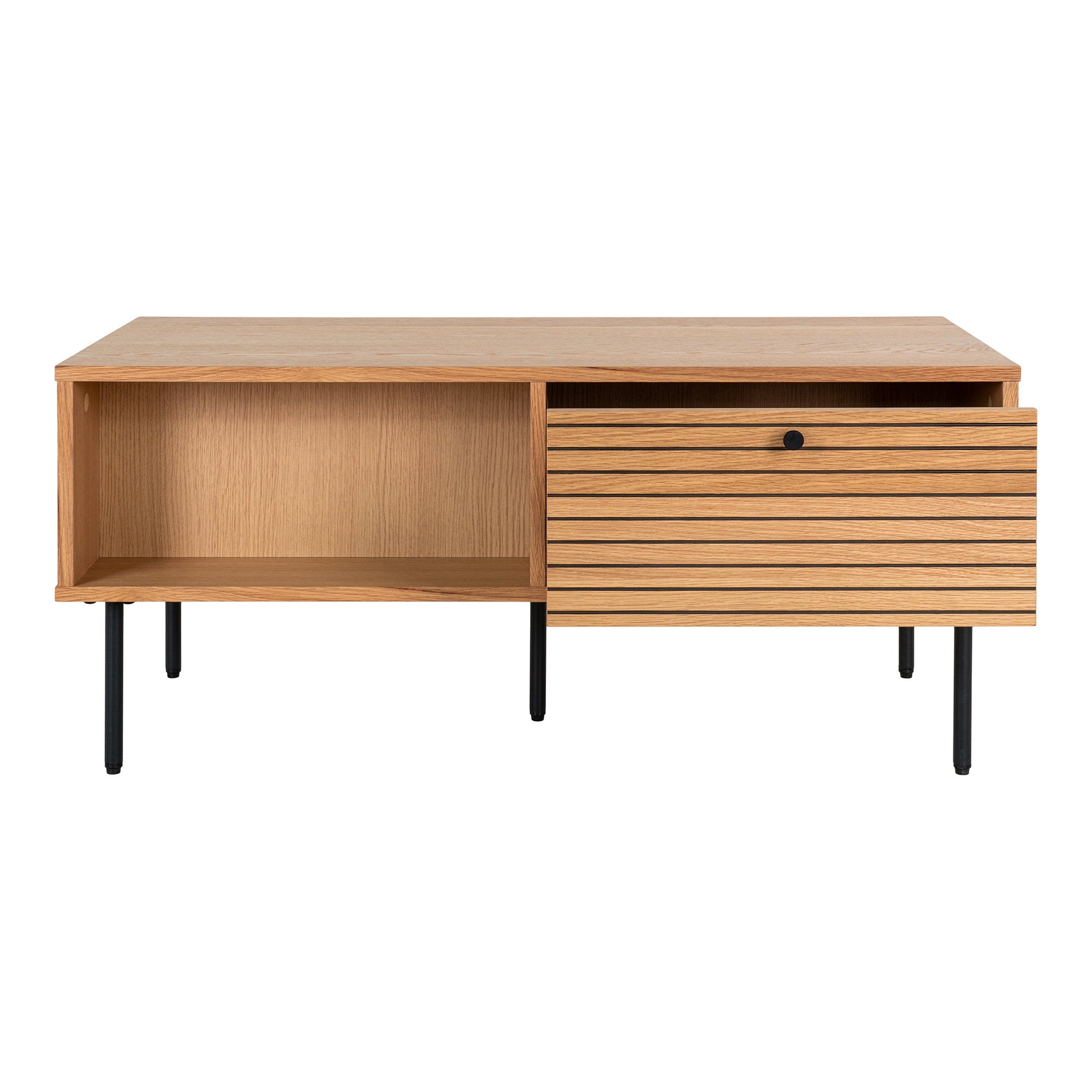 Kyoto Couchtisch – Eichenfurnier, natur, mit 2 Schubladen, 50×100×45 cm