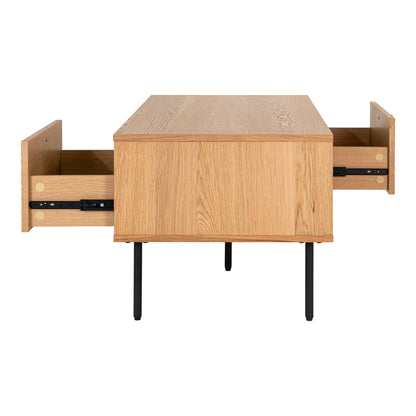 Kyoto Couchtisch – Eichenfurnier, natur, mit 2 Schubladen, 50×100×45 cm