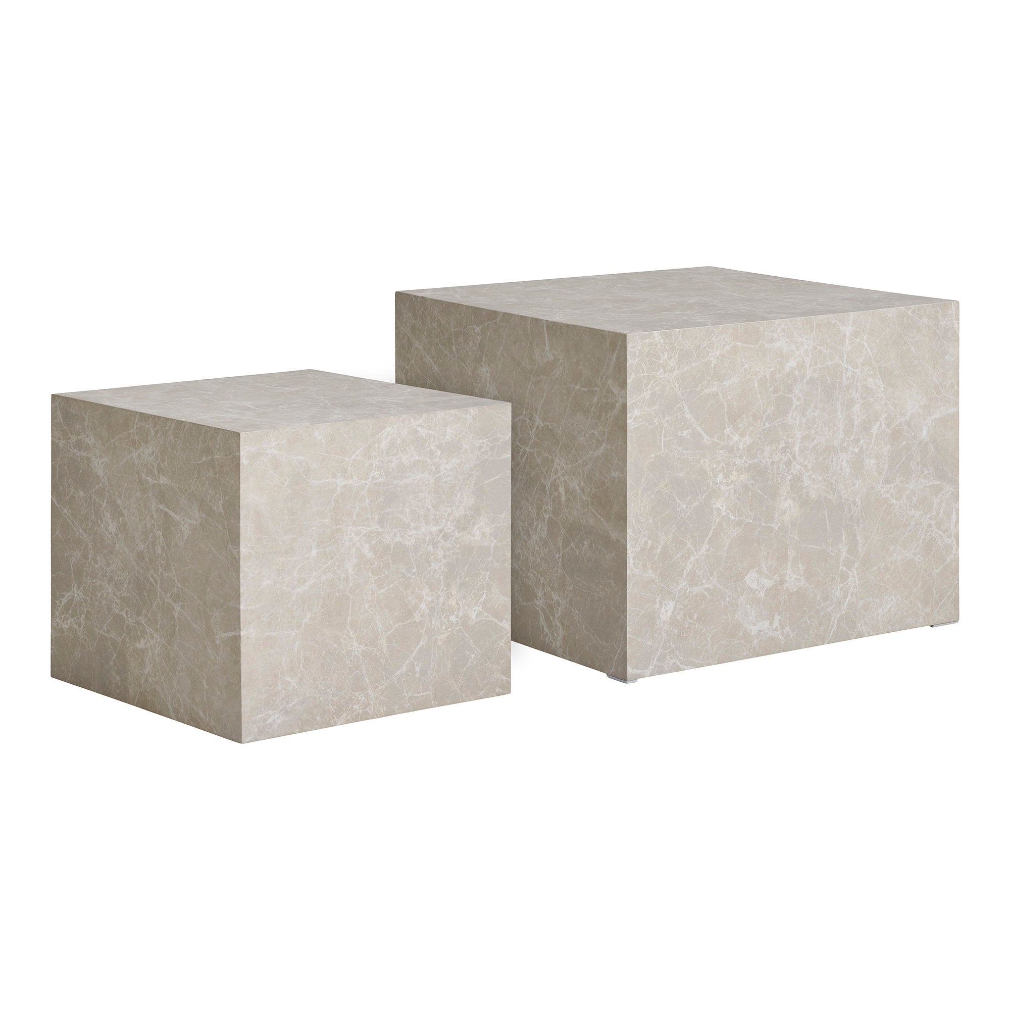 PRAGUE COFFEE TABLE SET OF 2 | MARBLE LOOK BEIGE
