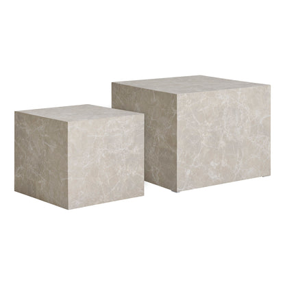 PRAGUE COFFEE TABLE SET OF 2 | MARBLE LOOK BEIGE