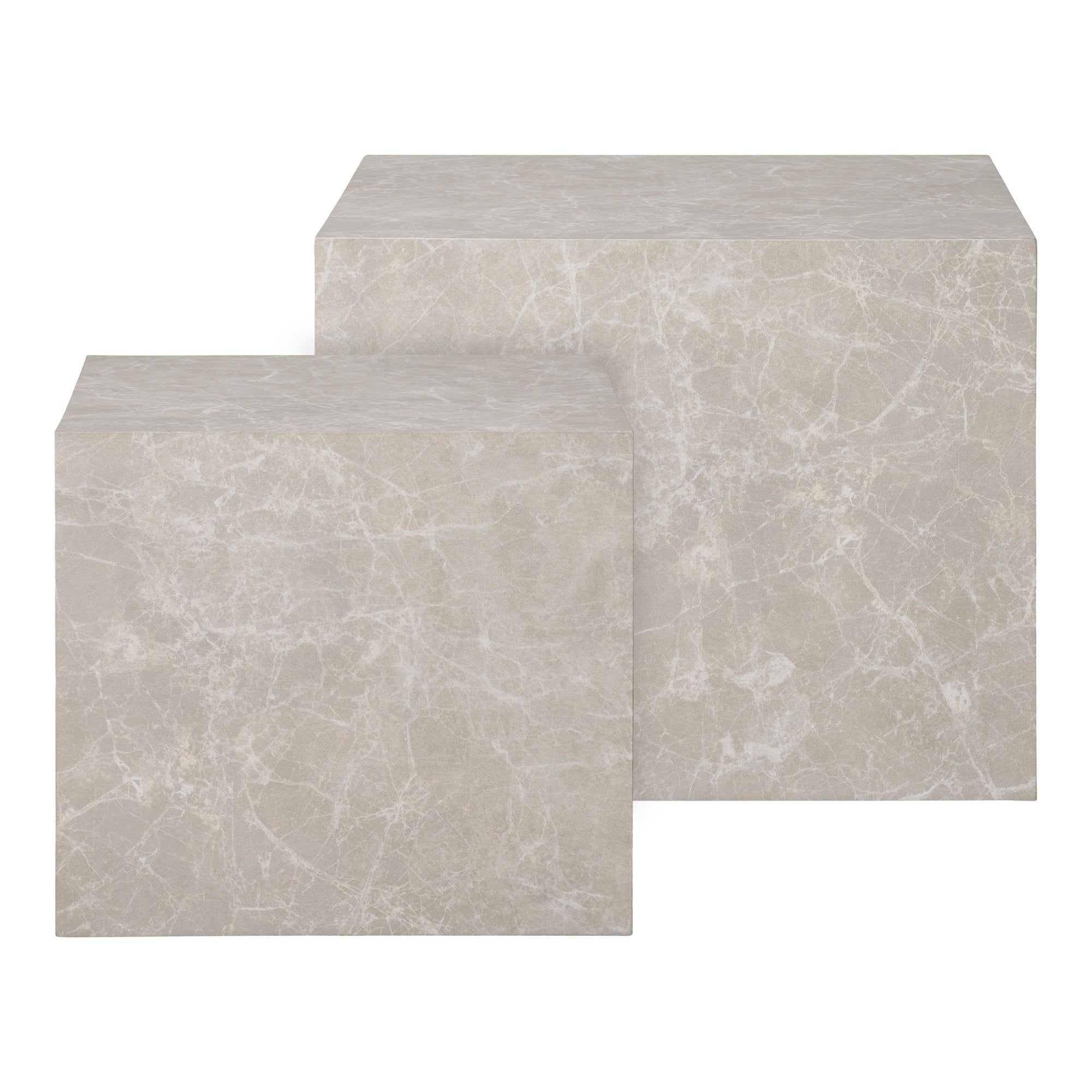 PRAGUE COFFEE TABLE SET OF 2 | MARBLE LOOK BEIGE