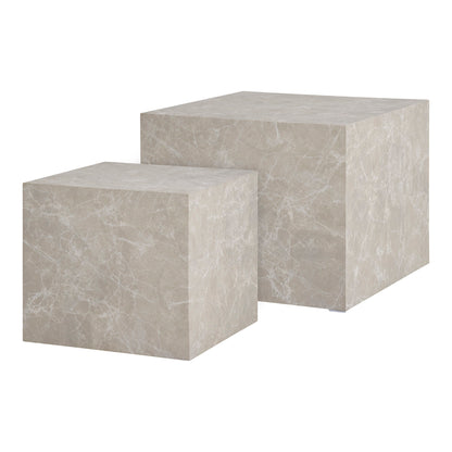 PRAGUE COFFEE TABLE SET OF 2 | MARBLE LOOK BEIGE