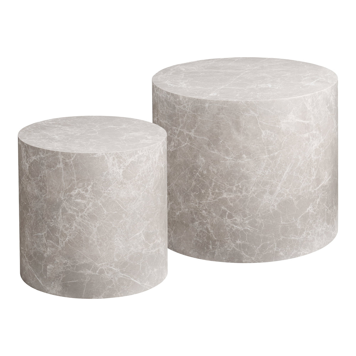 Salontafel Prague – MDF met marmerlook, beige, set van 2