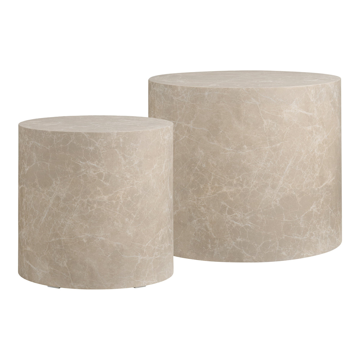 Salontafel Prague – MDF met marmerlook, beige, set van 2