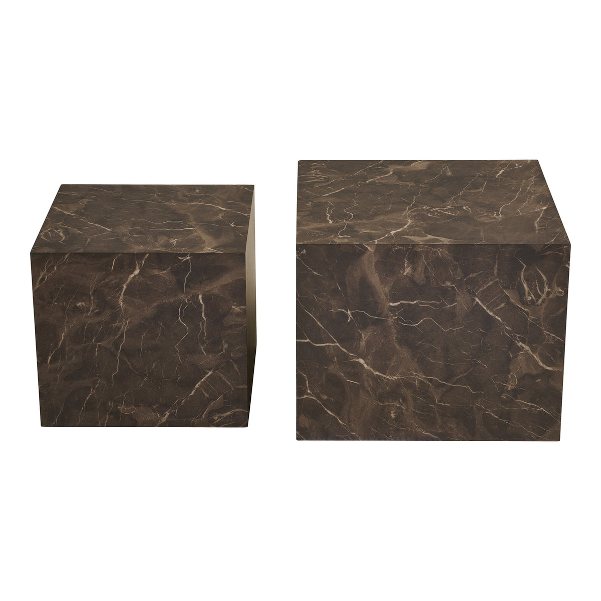 Salontafel Prague – MDF met marmerlook, bruin, set van 2
