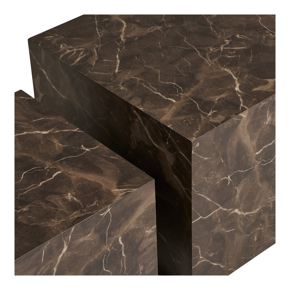 Salontafel Prague – MDF met marmerlook, bruin, set van 2