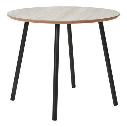 Aalst Couchtisch - Couchtisch, Travertin-Optik, schwarze Beine ø55x45 cm