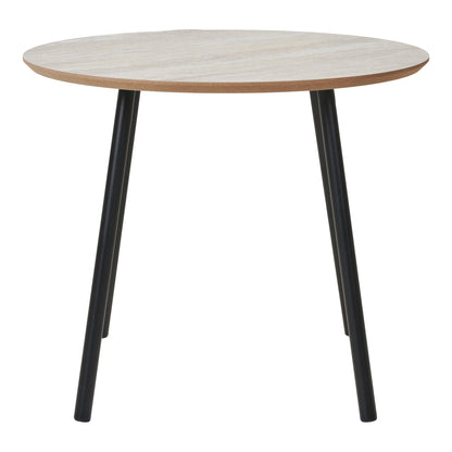 Aalst Couchtisch - Couchtisch, Travertin-Optik, schwarze Beine ø55x45 cm
