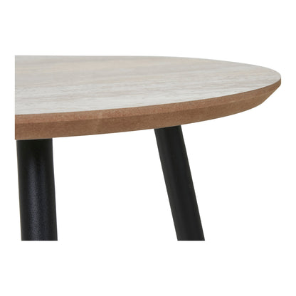Aalst Couchtisch - Couchtisch, Travertin-Optik, schwarze Beine ø55x45 cm