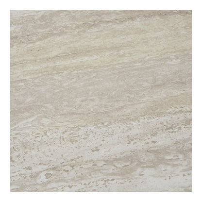 Leuven Side Table - Side table, travertine look, black legs ø27x46 cm