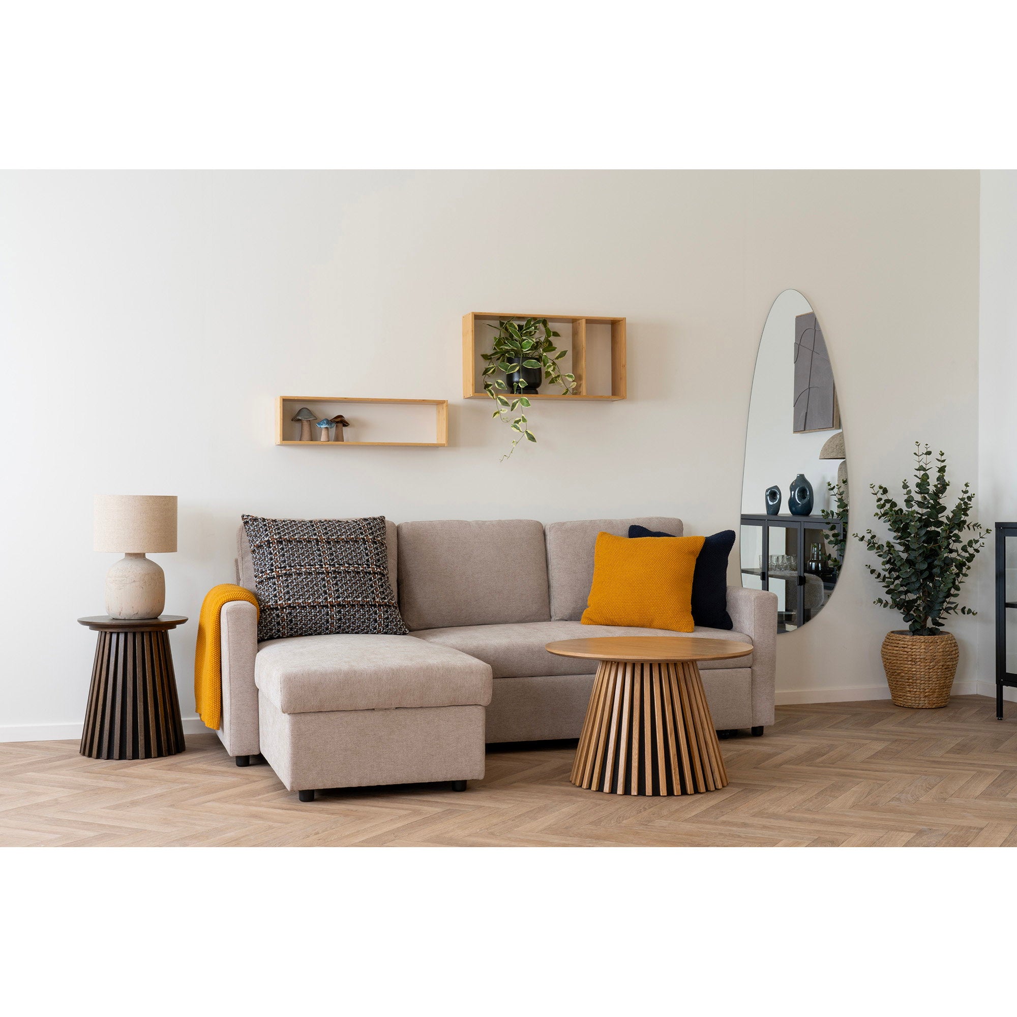OSAKA COFFEE TABLE OAK VENEER NATURAL | Ø70X45 CM
