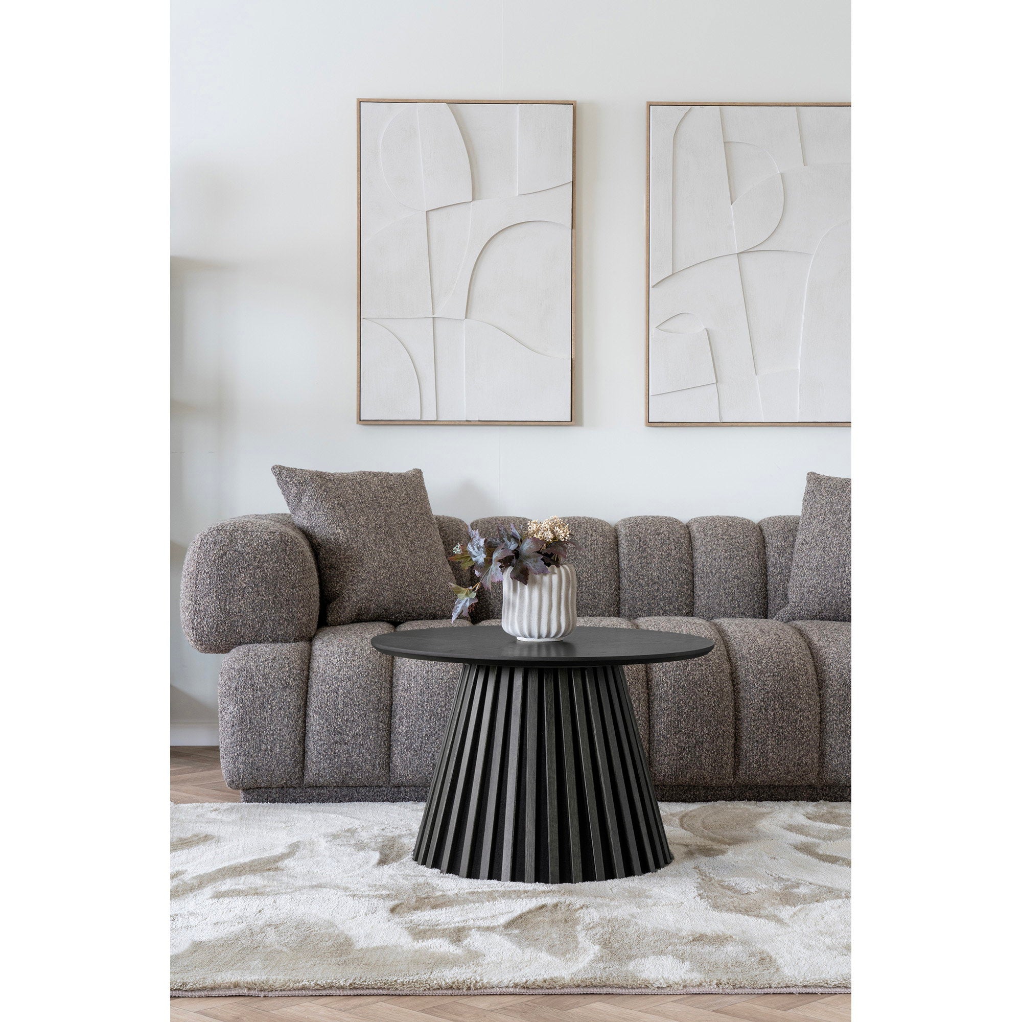 Osaka salontafel – eiken fineer, zwart, ø70×45 cm
