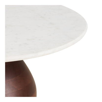 Salontafel Heide – mangohout en marmer, donkerbruin met wit, ø70x35 cm