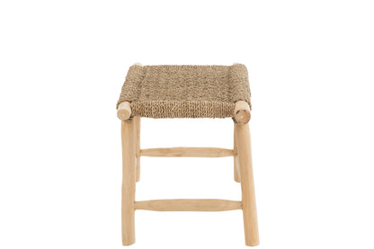 Stool Timo Grass/Teak Wood Natural Large