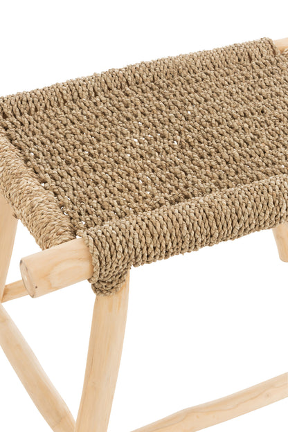 Stool Timo Grass/Teak Wood Natural Large