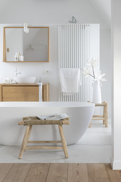 Stool Timo Grass/Teak Wood Natural Large