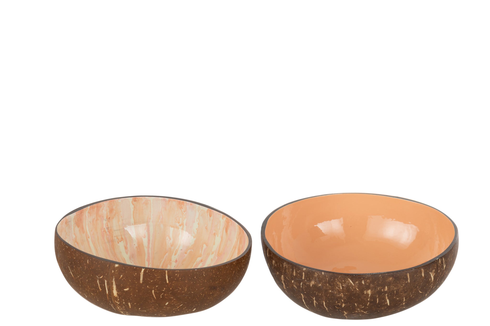 Half Coconut Ball Nuye Nut/Paint Orange Assortment Of 2